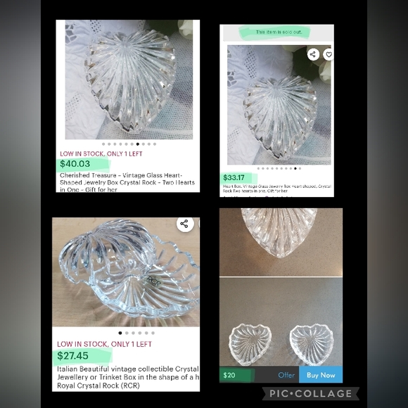 Vintage Italian Lead Crystal Hear Shaped Trinket Box - Picture 8 of 8